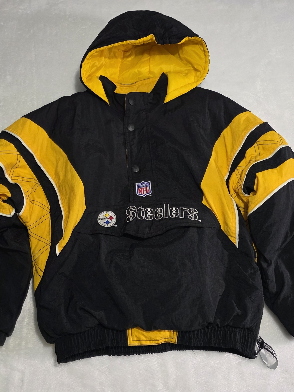 STARTER Pittsburgh Steelers Black & Gold Hooded Pullover Jacket